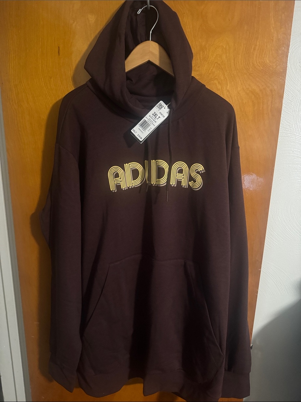 Adidas Hoodie Mens 3X Tall Brown 3XLT